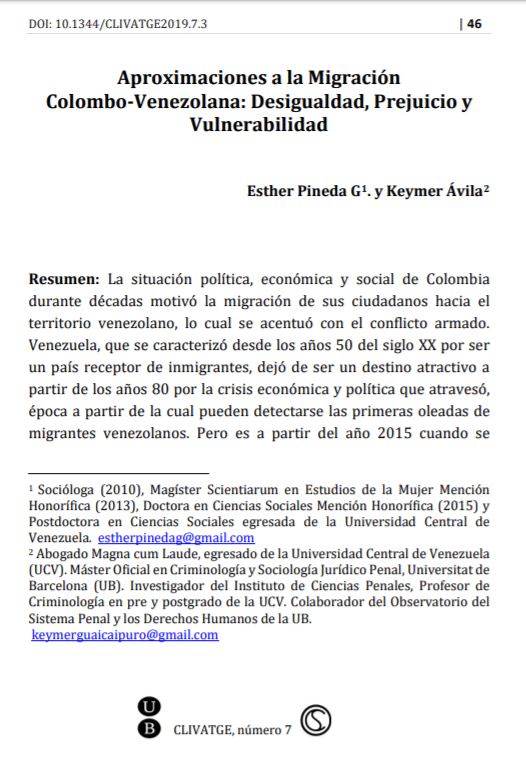 Aproximaciones a la migracion colombo-venezolana: desigualdad, prejuicio y vulnerabilidad